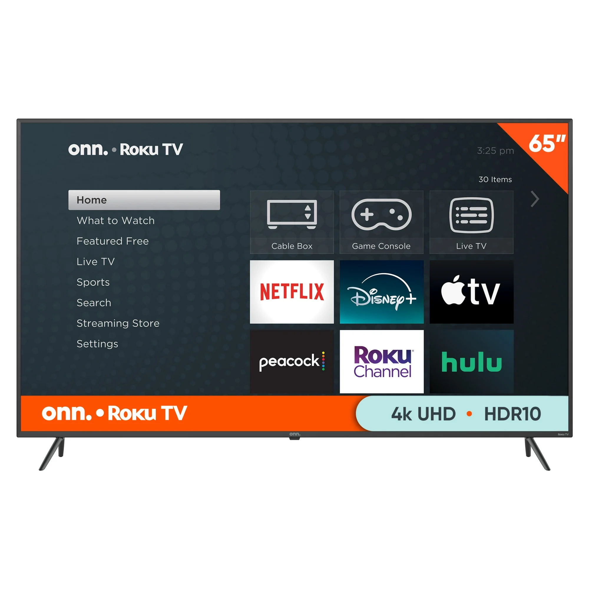 onn. 65” Class 4K UHD (2160P) LED Roku Smart Television HDR (100012587) near me online at walmart.com