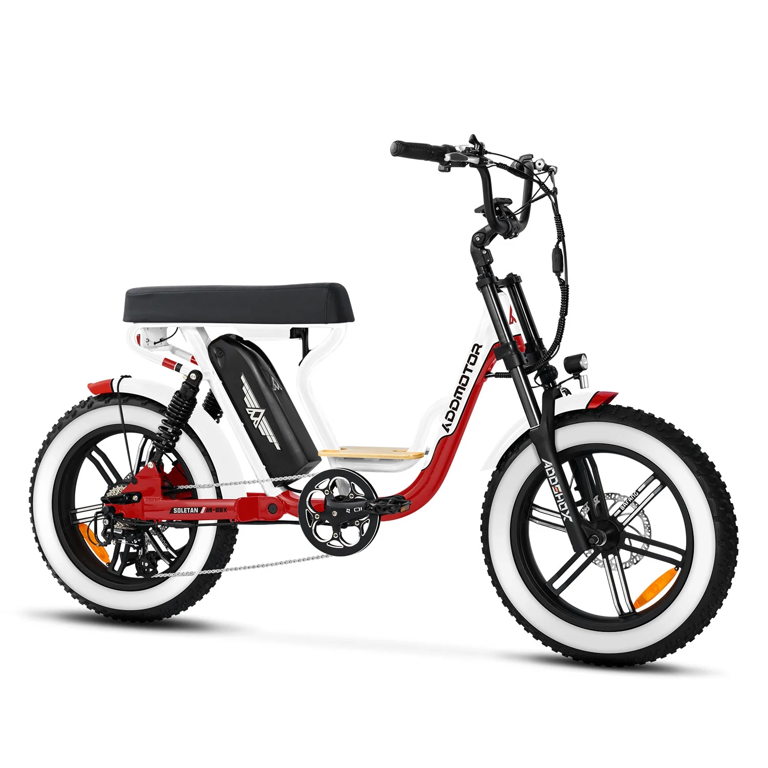 Addmotor Moped-Style Electric Bike, 750W Electric Bicycle with 20Ah Removable Battery, Fat Tire Step Through City Cruiser Ebike for Adults, M-66X White