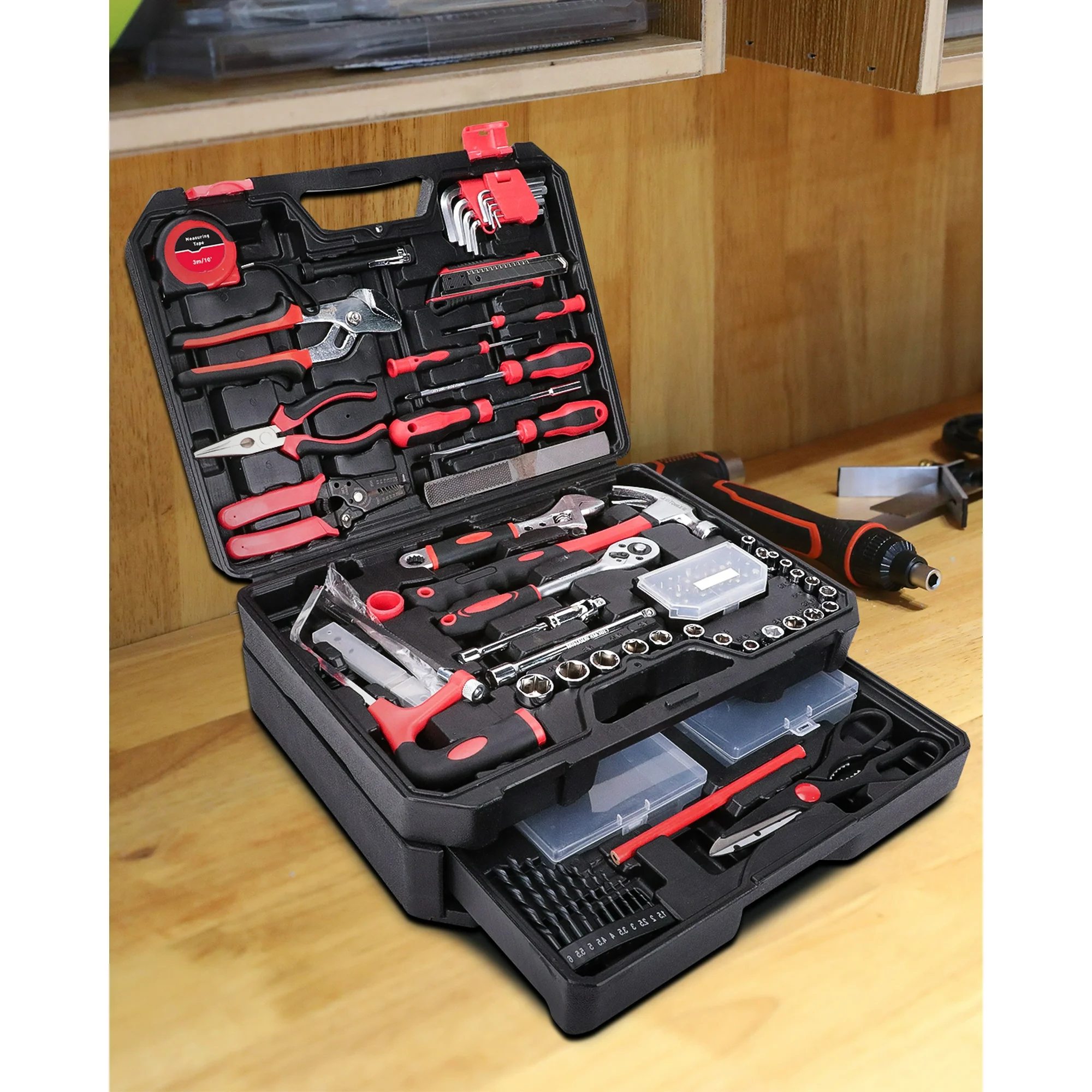 TOPHDY 325 Piece Home Tool Kit, Home Repair Tool Set, Toolbox Storage Case with Drawer, General Home/Auto Repair Tool kit