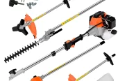 52CC 2-Cycle Weed Eater, 4-in-1 Gas Powered Full Crank Shaft String Trimmer with Gas Pole Saw, Hedge Trimmer and Brush Cutter, Trimming Tool System for Grass Lawn Garden Yard Care, D8247
