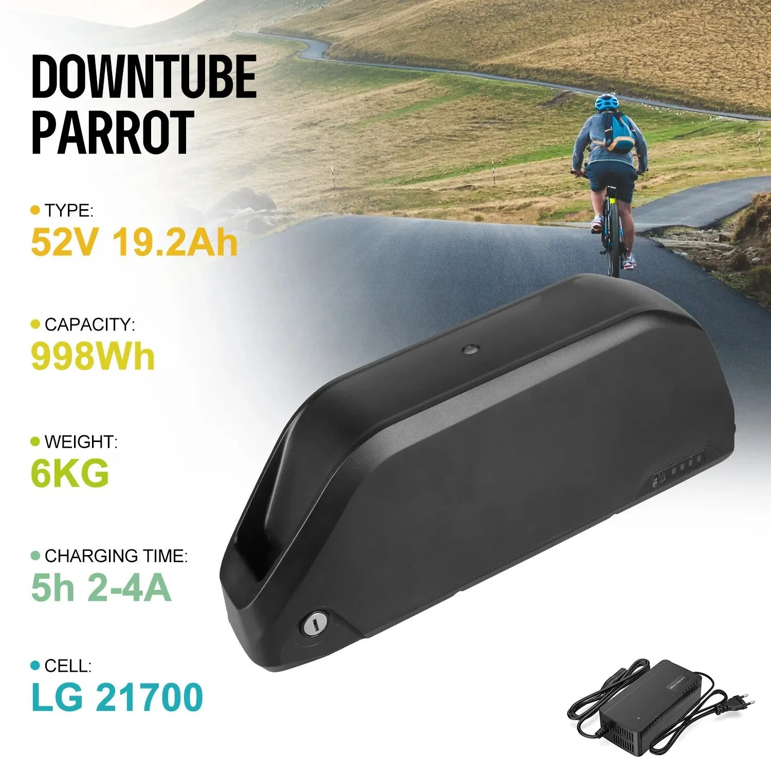 EBike Battery 48V 52V 36V Hailong 30A BMS Electric Bicycle Downtube Lithium Battery Pack For 1500W 1000W 750W 500W 250W Motor
