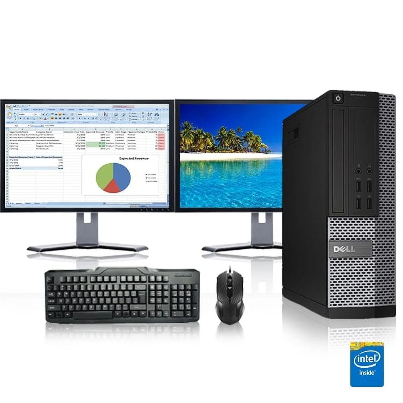 Restored Dell Optiplex Desktop Computer 3.3 GHz Core i3 Tower PC, 16GB, 2TB HDD, Windows 10 Home x64, 17″ Dual Monitor , USB Mouse & Keyboard (Refurbished)
