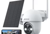 2K Solar Security Camera with Spotlight, ANRAN 360° View Wireless Outdoor Camera, Waterproof PIR Detection, Rechargeable Battery Powered Home Surveillance Camera with Color Night Vision 2-Way Audio Near Me