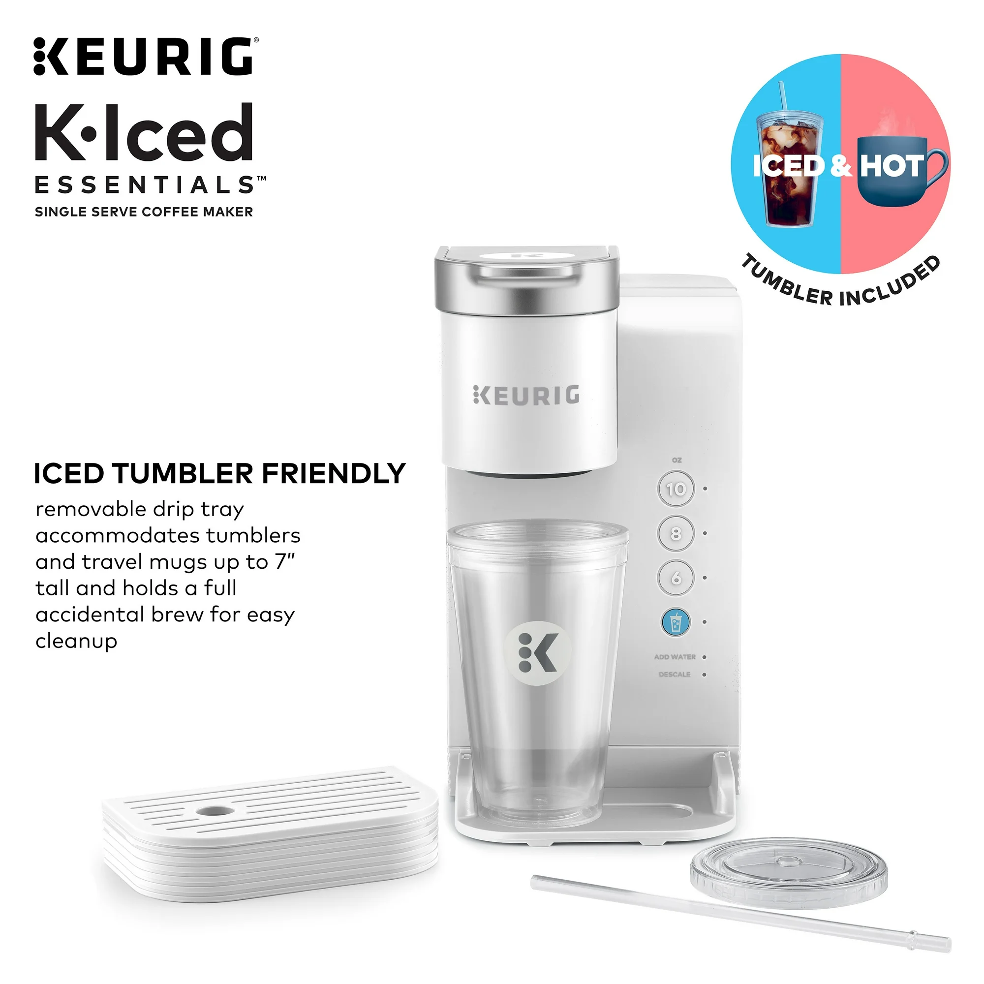 Keurig K-Iced Essentials Iced and Hot Single-Serve K-Cup Pod Coffee Maker, White Near Me