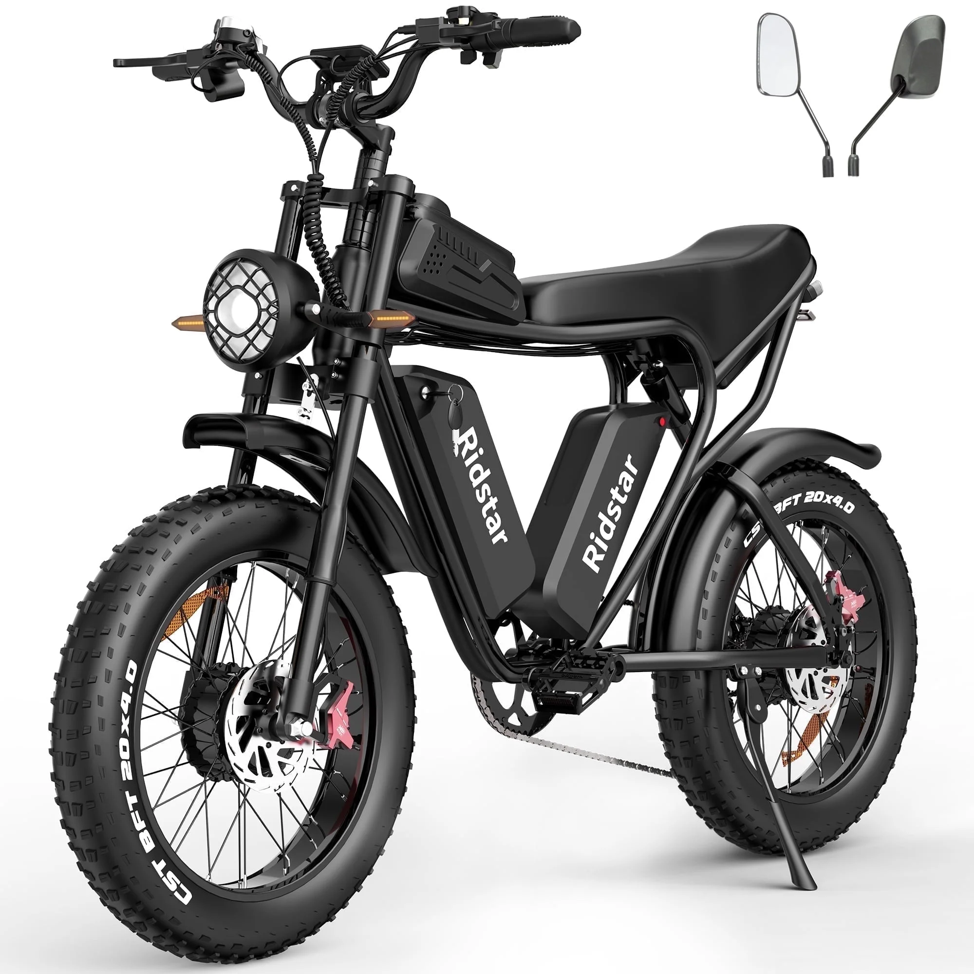 Ridstar Electric Bike for Adults Q20,52V/40Ah,2000W 35MPH Dual Motor Electric Motorcycle,20″ Fat Tire 7 Speed Mountain Bike UL2849 Near Me