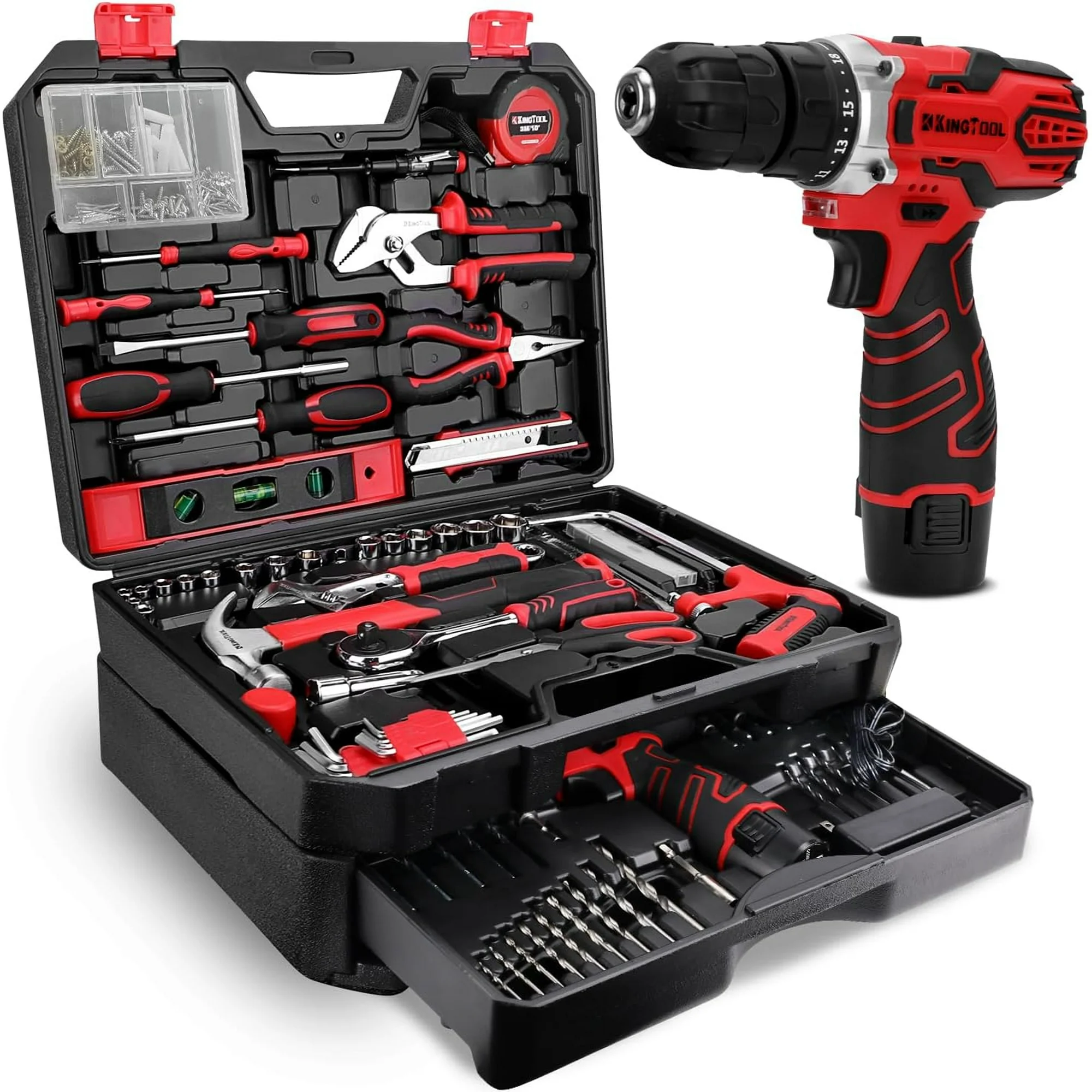 ZZDCSNX 276-Piece Tool Set Kit – Tool kit with 12V Cordless Power Drill Driver Toolbox Storage Case with Drawer, Drill Set Perfect for Homeowner, Diyer, Handyman Near Me