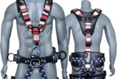AFP Fall Protection Premium Climbing Rescue Full Body Safety Harness, Padded Shoulder, Legs and Back, Thick Back Support Belt