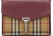 BURBERRY Pre-Loved Burgundy House Check Canvas Macken Crossbody, Burgundy Near Me