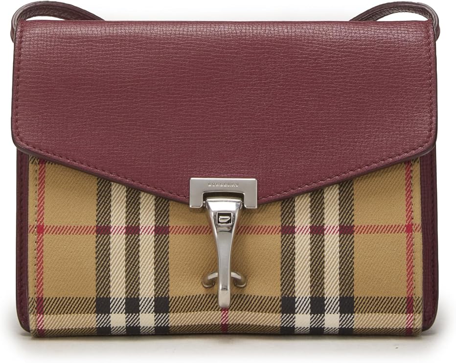 BURBERRY Pre-Loved Burgundy House Check Canvas Macken Crossbody, Burgundy Near Me