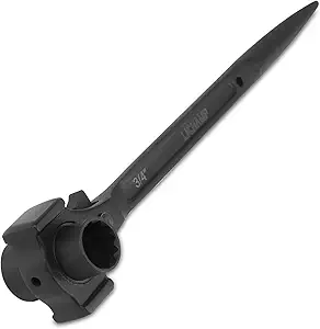 Lichamp Spud Ratchet Wrench with Hammer Head, 3/4″ x 7/8″ Dual End Socket Ratcheting Podger Scaffold Spud Wrench Long Handle Bar Hammer for Construction Works, Black