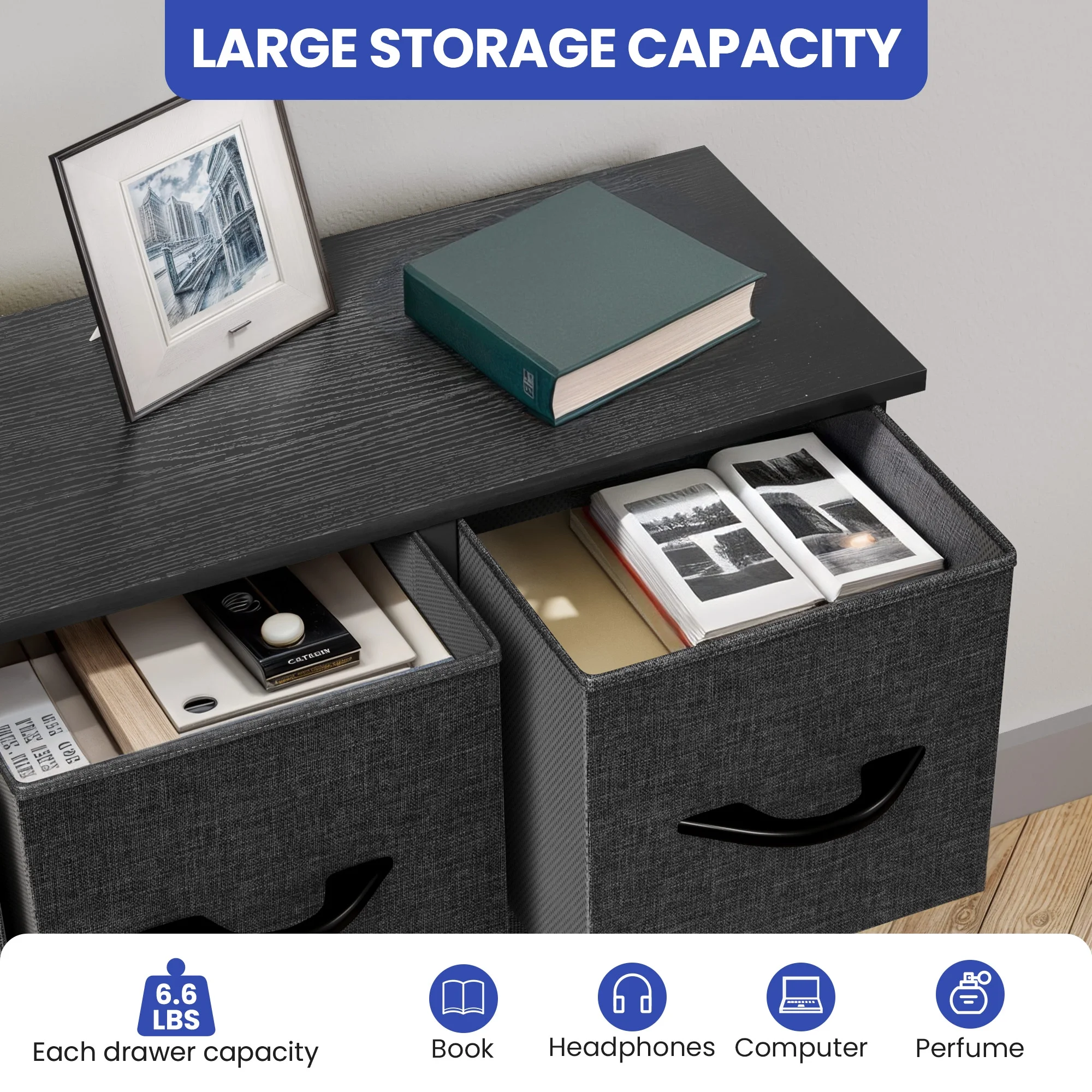 ModFusion 5-Drawer Fabric Dresser for Adults & Teens, Storage Organizer with Easy Assembly, Black Near Me