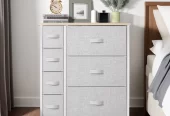 ModFusion Tall Fabric Dresser Storage Tower Unit with 7 Various Drawer – Light Gray, Near Me