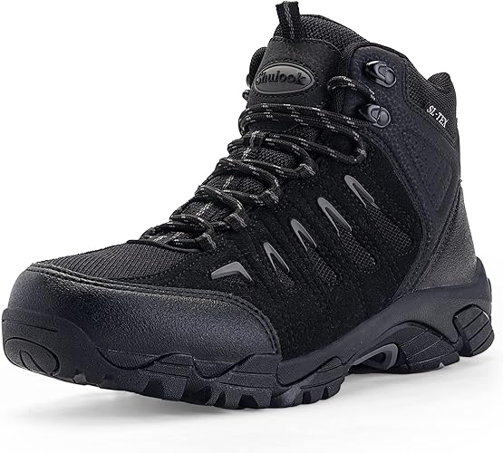 SHULOOK Men’s Waterproof Hiking Boots Non-Slip Lightweight Outdoor Mid Top Ankle Boot Breathable Hiker Trekking Shoes Near Me