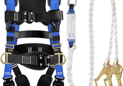 TRSMIMA-Safety-Harness-Fall-Protection-Roofing-Harness-Kit-Men-Full-Body-Construction-Harness-with-Lanyard-for-Work-Upgrade-4-Quick-Buckles-cipads-freeads