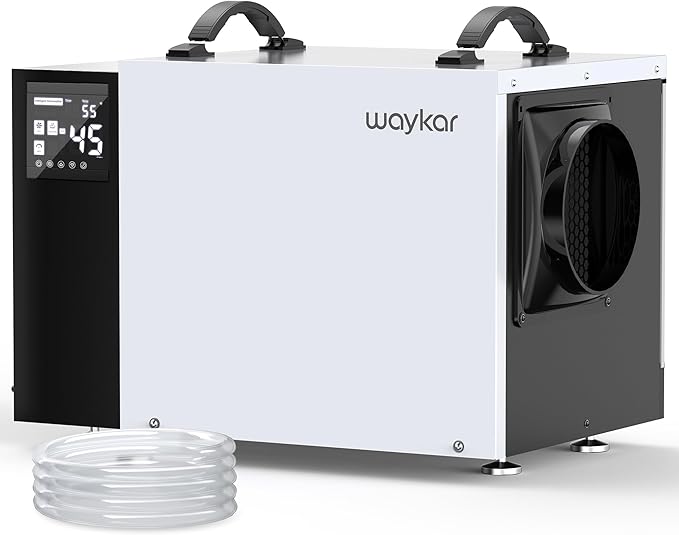 Waykar 125 Pint Crawl Space Dehumidifier with Pump and Drain Hose for commercial, Basements, and Water Damage Unit for Spaces up to 6500 Square Feet, Smart Humidity Control – 5-Year Quality Coverage Near me