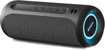 Wireless Portable Speaker,IPX7 Waterproof Bluetooth Speaker, 25W Loud Stereo Sound, Bassboom Technology, TWS Pairing, Built-in Mic, 16H Playtime with Lights for Home Outdoor – Black Visit the SOWO Store Near Me