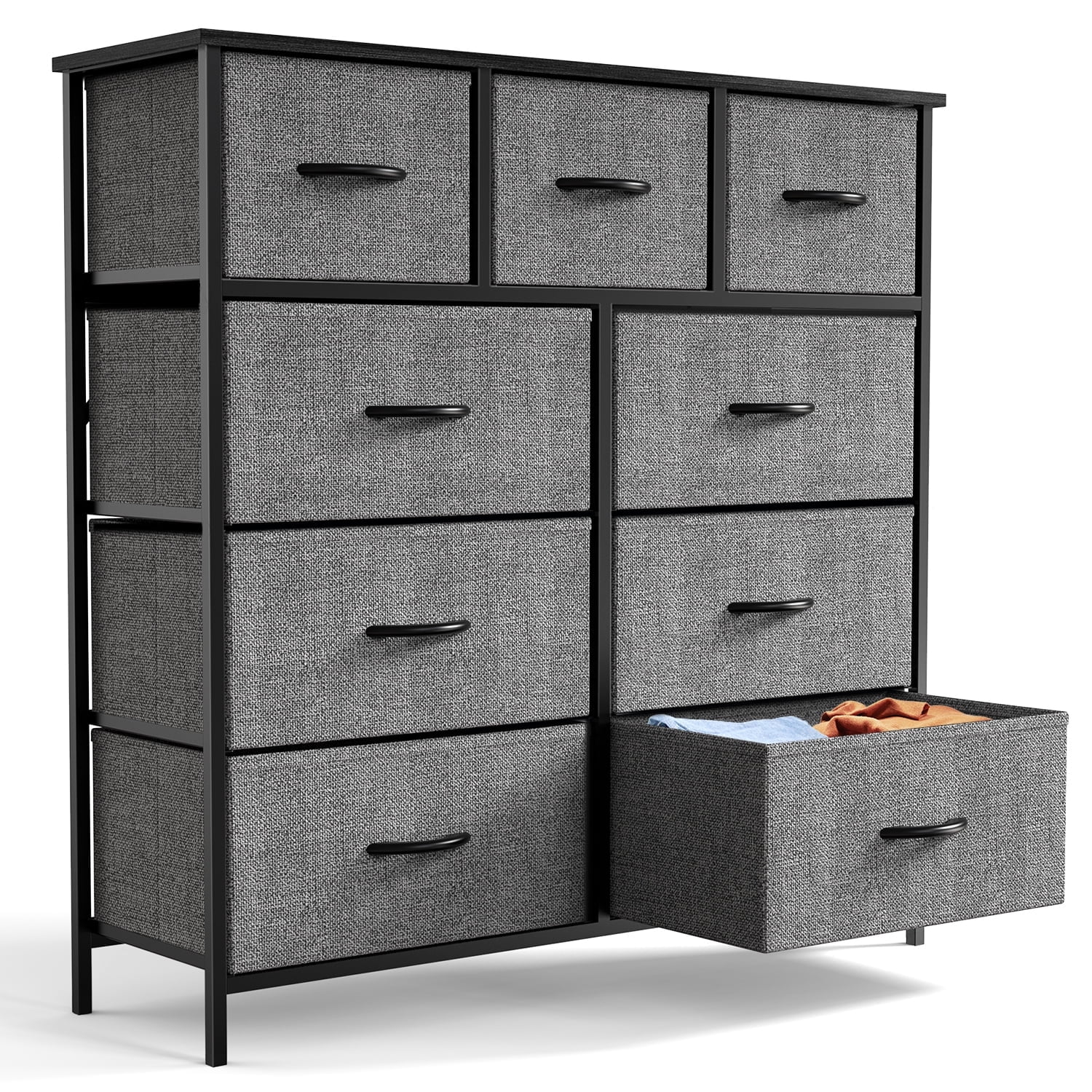 ZUNMOS Fabric Dresser for Bedroom 9 Drawer, Grey Near Me