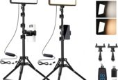 2-Pack LED Video Light Kit, NiceVeedi Studio Light, 2800-6500K Dimmable Photography Lighting Kit with Tripod Stand&Phone Holder, 73″ Stream Light for Video Recording, Game Streaming, YouTube