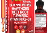 Clean Nutra Cayenne Pepper Drops Supplement Liquid + Hawthorn Berry, Vitamin D3 K2 Beet Root Powder, Ceylon Cinnamon, Turmeric Curcumin, Organic Panax Ginseng, Berberine Extract 1 Pack
