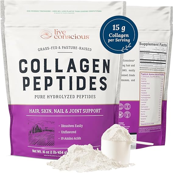 Collagen Peptides Powder – Naturally-Sourced Hydrolyzed Collagen Powder – Hair, Skin, Nail, and Joint Support – Type I & III Grass-Fed Collagen Supplements for Women and Men – 41 Servings – 16oz