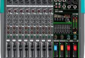 Depusheng PA8 Professional Audio Mixer Sound Board Console Desk System Interface 8 Channel Digital USB Bluetooth MP3 Computer Input 48V Phantom Power Built-in 256 Reverb Effect, Black