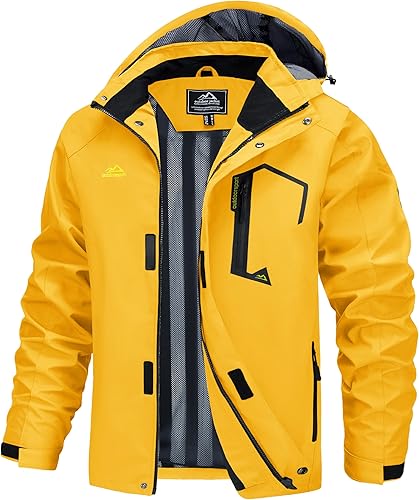 MAGCOMSEN Men’s Lightweight Windbreaker Rain Jacket Raincoat with Detachable Hood for Hiking Fishing Activewear