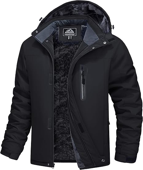 MAGCOMSEN Men’s Winter Coats Ski Snow Rain Jackets Water Resistant with Hood Warm Fleece Parka Hiking Fishing Work