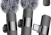 Mini Mic Pro Wireless Microphone for iPhone, iPad, Android, Lavalier Microphone for Video Recording – 2 Pack iPhone Mic Crystal Clear Recording with USB-C for Podcast, ASMR (iPhone 15+ / Android)