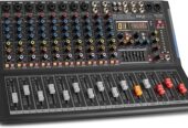 PYLE 12-Channel Bluetooth Studio Audio Mixer – DJ Sound Controller Interface with USB Drive for PC Recording Input, RCA, XLR Microphone Jack, 48V Power, For Professional and Beginners – PMXU128BT