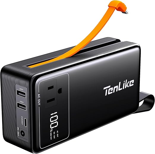Portable Power Station 99.9Wh Power Bank for Camping Essentials Small Electric Mini Generator Large Lithium Battery with 110V AC Plug in Output 60W Type-C Laptop Home Backup Outdoor Emergency