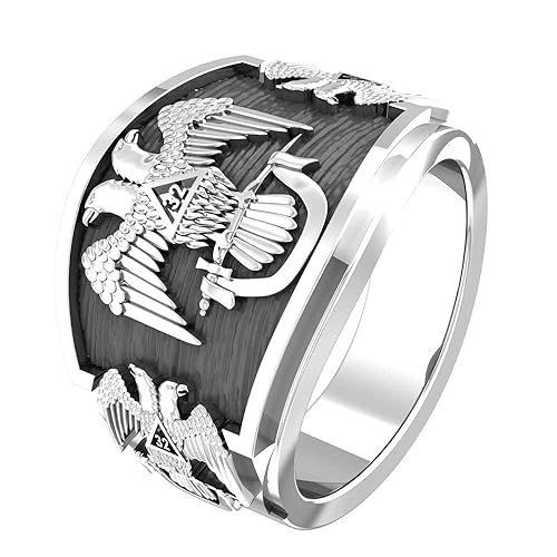 Scottish Rite 32nd Degree Masonic Ring for Mens 925 Sterling Silver