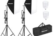 UBeesize Softbox Photography Lighting Kit, 27” x 20” Continuous Lighting Kit with 2pcs 40W E27 Socket 6500K Bulbs, Professional Photo Studio Lighting for Video Recording, Portrait Shooting