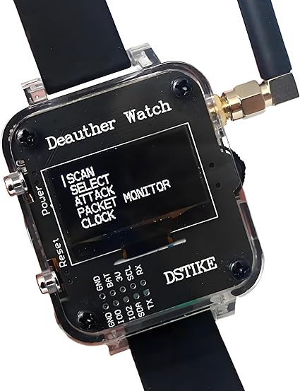 WiFi Network Testing Development Watch – ESP8266 Programmable Dev Board with OLED Display, Portable Security Toolkit for DIY, Learning & Research (Deauther Watch Y)