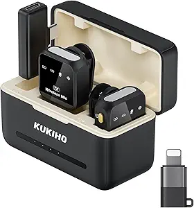 Wireless Lavalier Microphone for iPhone iPad Android With Charging Case 80h Battery Life, Noise Cancellation, 164ft Range Plug-Play Clip On Lapel Mic for Youtube, Video Recording, Vlog, Live Streaming