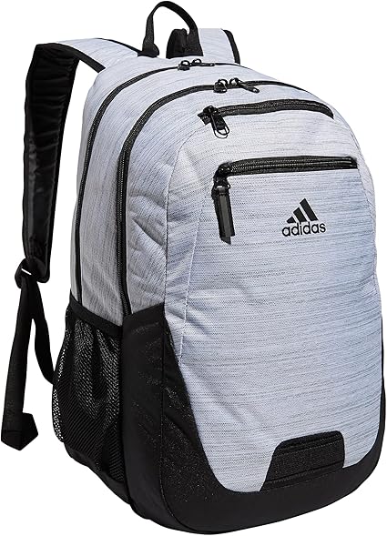 adidas Foundation Backpack for Laptop, Large Durable Athletic Gym Bag, Two Tone White/Black, One Size