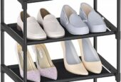 4 Tier Small Shoe Rack, Narrow Stackable Kids Toddler Adult Shoe Storage Organizer Shelf for Closet Floor Entryway Bedroom, Space Saver Shoe Rack Organization Shelves
