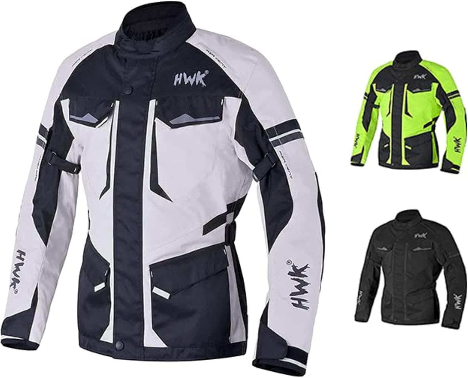 HWK Adventure Touring Motorcycle Jacket for Men, Water Resistant Cordura Textile Biker Jacket for Men, Durable and Stylish Moto Gear with CE Armor for Enduro Motorbike Riding – Black, 4XL