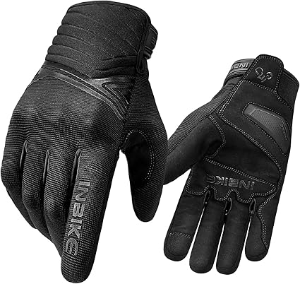 INBIKE Waterproof Winter Motorcycle Gloves Thermal Fleece Touchscreen with TPR Palm Pad Cushioning Hard Knuckle Black Large