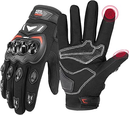 KEMIMOTO Motorcycle Gloves for Men, Touchscreen Cycling Gloves for Outdoor Sports On-Road Off-Road Mountain Motorcycle Motorcross Motorbike Dirt Bike Bicycle Racing ATV UTV