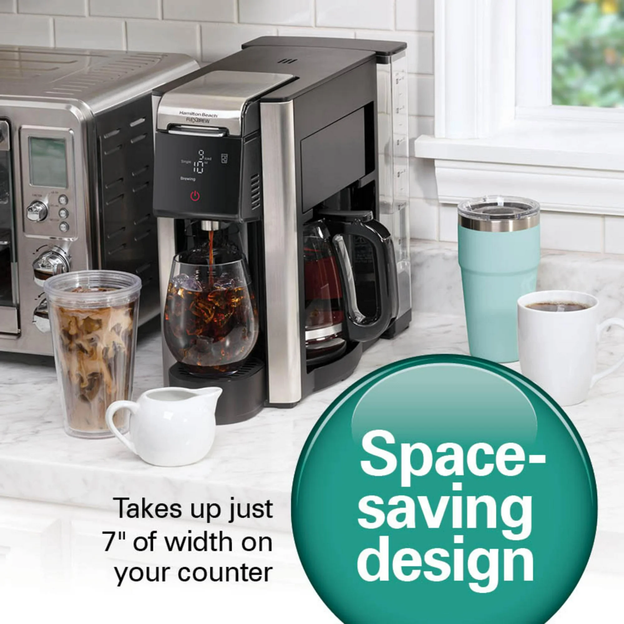 Hamilton Beach FlexBrew 5-in-1 Coffee Maker, Single Serve, 12-Cup Coffee Pot, Hot & Iced, K Cup Pod Compatible or Grounds, Black Christmas Gifts