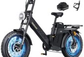 TESWAY 200Miles Ultra Long Range Dual Motor Electric Bike for Adults 52V 3000W 38MPH, UL Certified 60AH Full Suspension Step-Thru Ebike, 20″ Fat Tire 4-Piston Hydraulic Brake E Bike Commute Off-Road