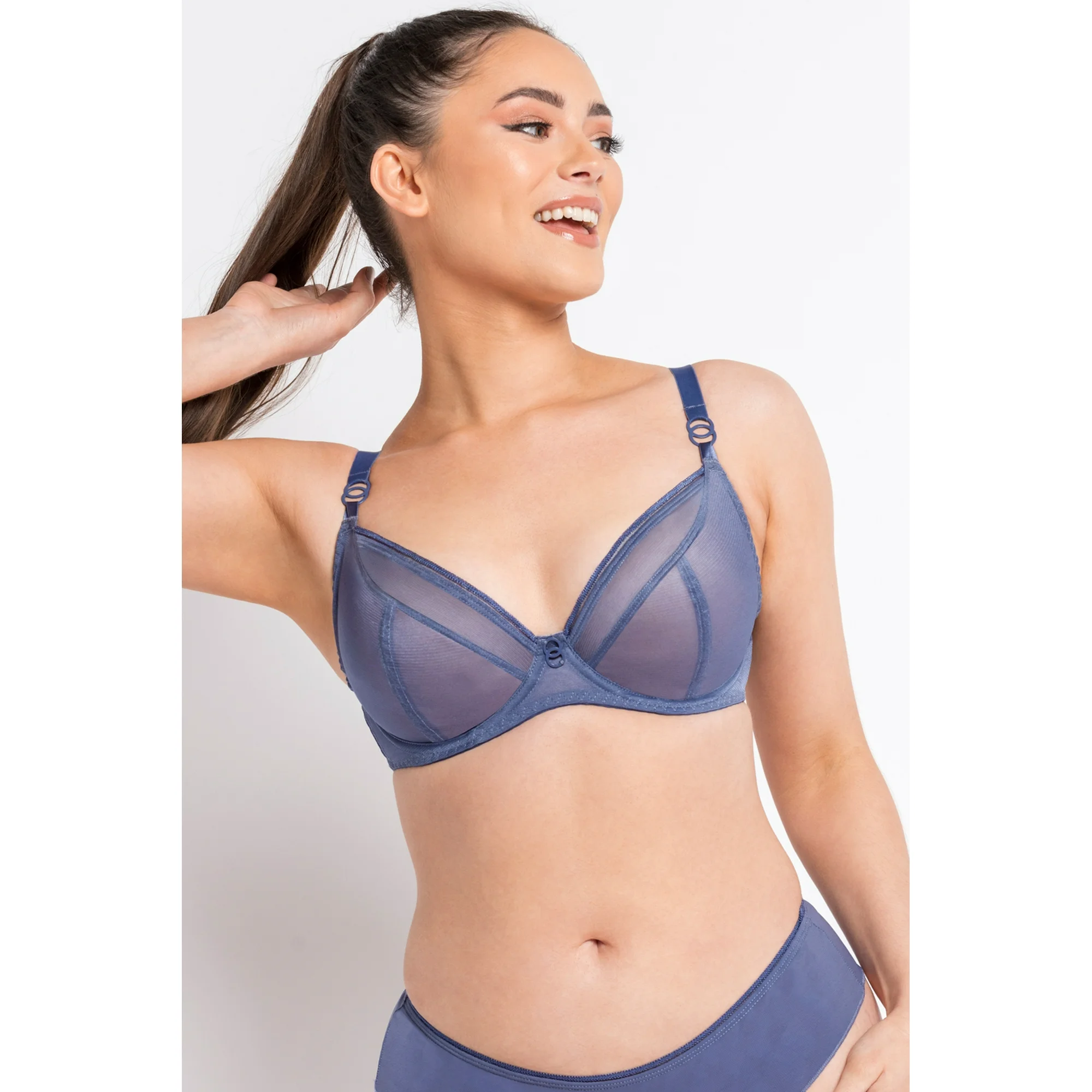 Curvy Kate Womens Lifestyle Sheer Plunge Bra Style-CK5711, Beautiful sheer deep plunge full coverage bra