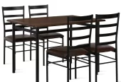 Mainstays 5-Piece Wood & Metal Dining Room Set, Seats 4, Canyon Walnut & Black
