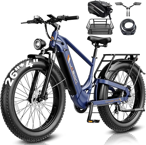 Jasion Thunder PRO/ST Electric Bike,2000W Peak Ebikes for Adults,26”Fat Tire Best Ebike for Men,90 Miles with 1040Wh Battery,35 MPH Max Speed Bicycles,500 lbs Capacity,Certified By UL2849