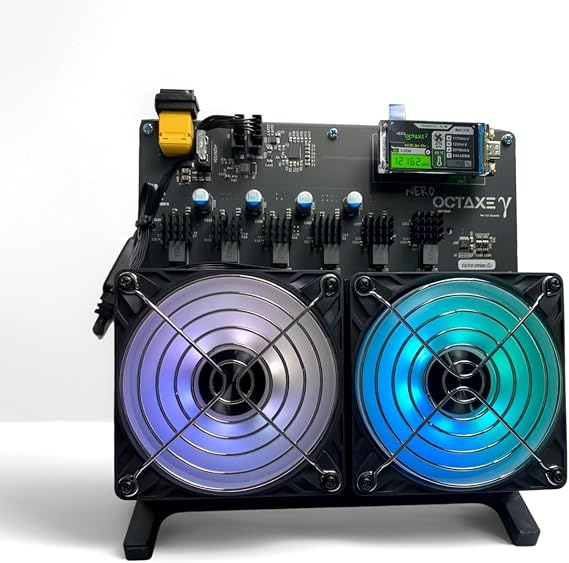 NerdOCTAXE γ Rev3.1 12TH/s BTC Miner, Low Power Crypto Miner with BM1370 ASIC Chip (20J/TH), Upgraded 4000RPM RGB Fan, Custom Heatsink, Plug and Play Open Source Home/Office Desktop Mining Rig