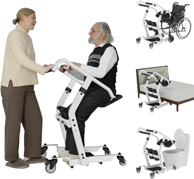 VOCIC Sit to Stand Lift, Patient Lift Chair Transport Unit with Wheels