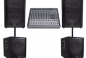(2) JBL JRX212 1000w 12″ DJ P/A Speakers+(2) 18″ 1400w Subwoofers+Powered Mixer