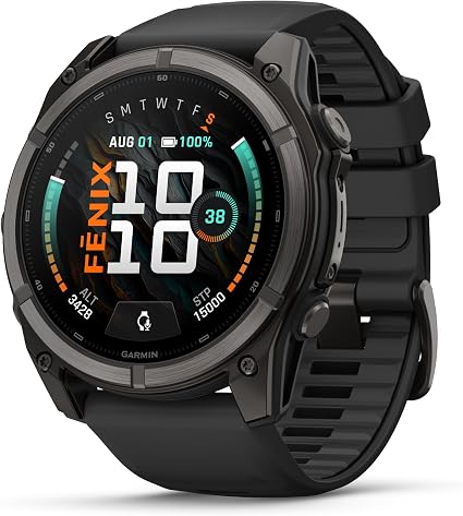 Garmin fēnix® 9, DLC Titanium, 51mm, Carbon Gray/Black AMOLED Display, Premium Multisport GPS Smartwatch, Durable & Lightweight Titanium Case
